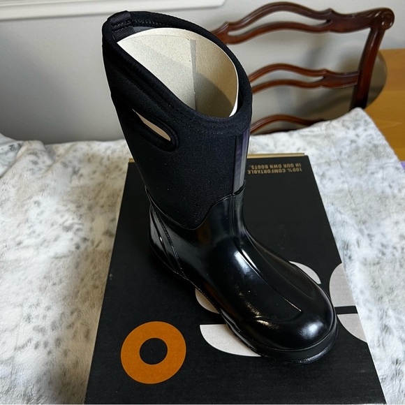 New Bogs Big Kids Black Classic High Pull On Rain Boots Wide sz 3 Y / 35 EU - Picture 4 of 12